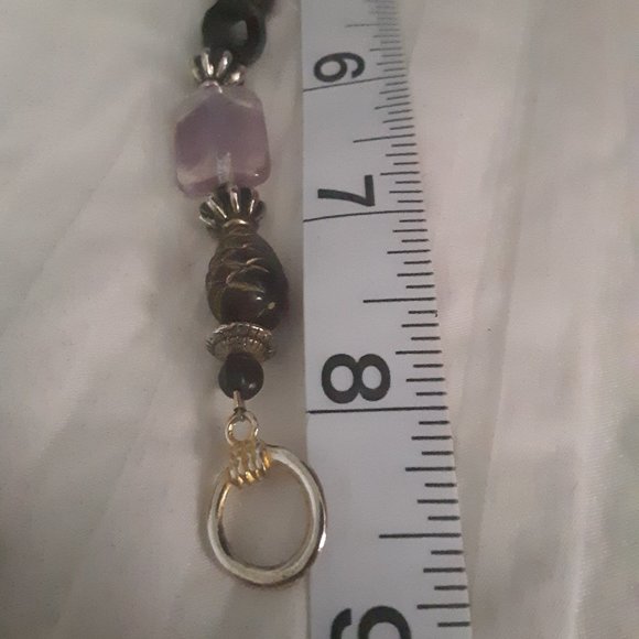 Purple Glass Black Silver Tone Beads Toggle Bracelet - Picture 8 of 9